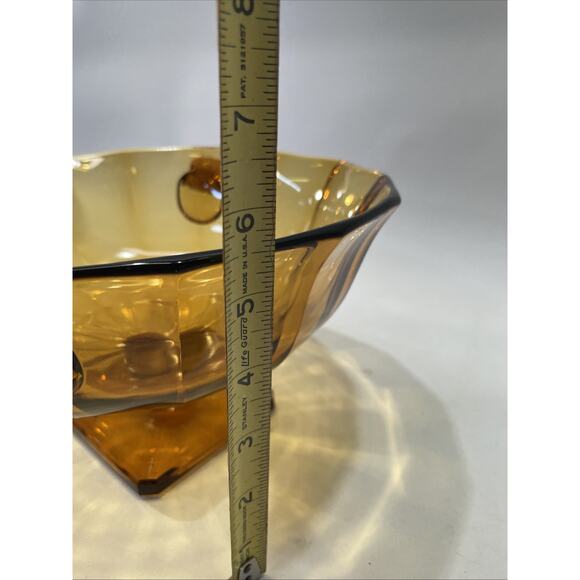 Large Vintage Indiana Glass Amber Teardrop Pedestal Compote - Picture 6 of 7